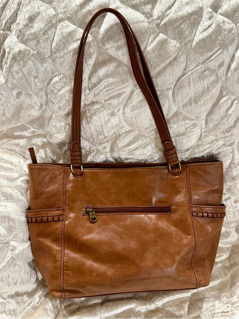 The Sak Sequoia Brown Embossed Leather Shoulder Tote